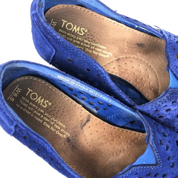 TOMS Suede Slip-On Perforated Espadrille Flats 6.5 - Picture 7 of 8